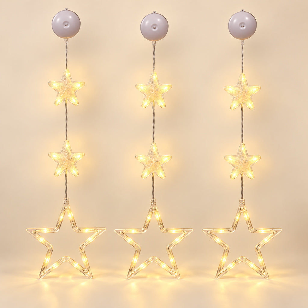Estrellas LED para ventana con ventosa, pack de 3
