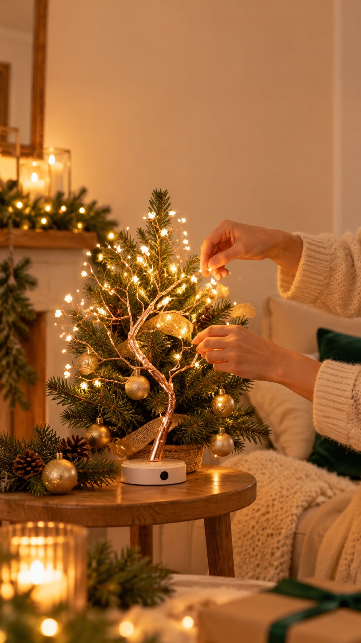 Guirnalda de luces LED de alambre de cobre en familia