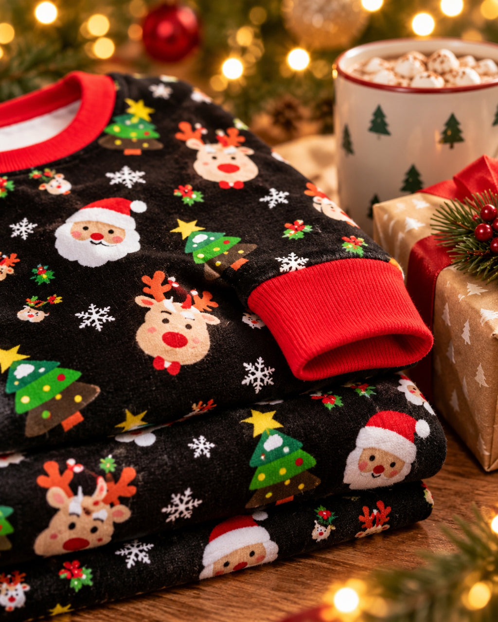 Pijama de Navidad a juego para toda la familia, detalle
