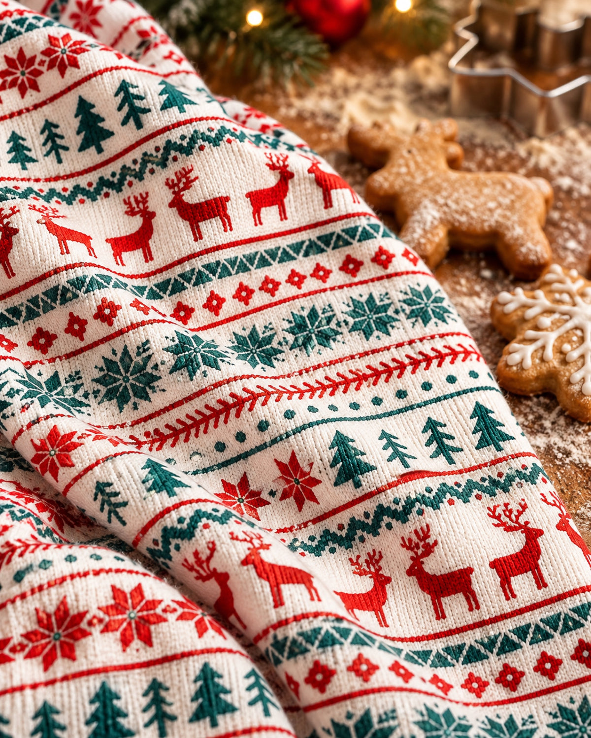 Pijama de Navidad familiar estampado, detalle