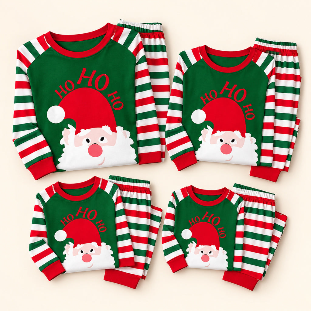 Pijama de Navidad familiar a rayas rojas