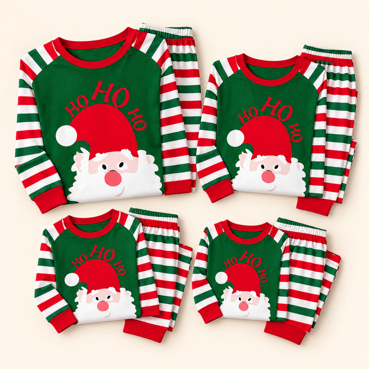Pijama de Navidad familiar a rayas rojas