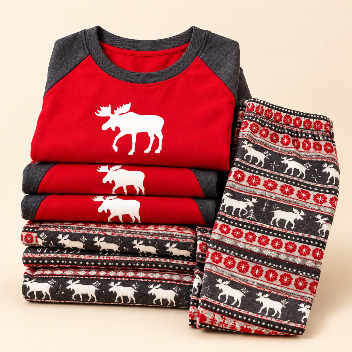 Pijama de Navidad rojo a juego para toda la familia