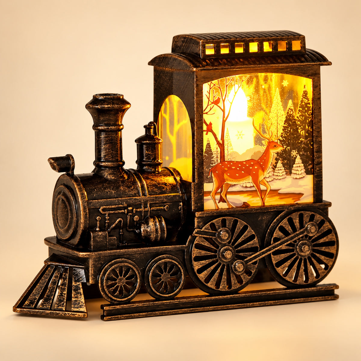 Tren Navideño Vintage con Luz LED