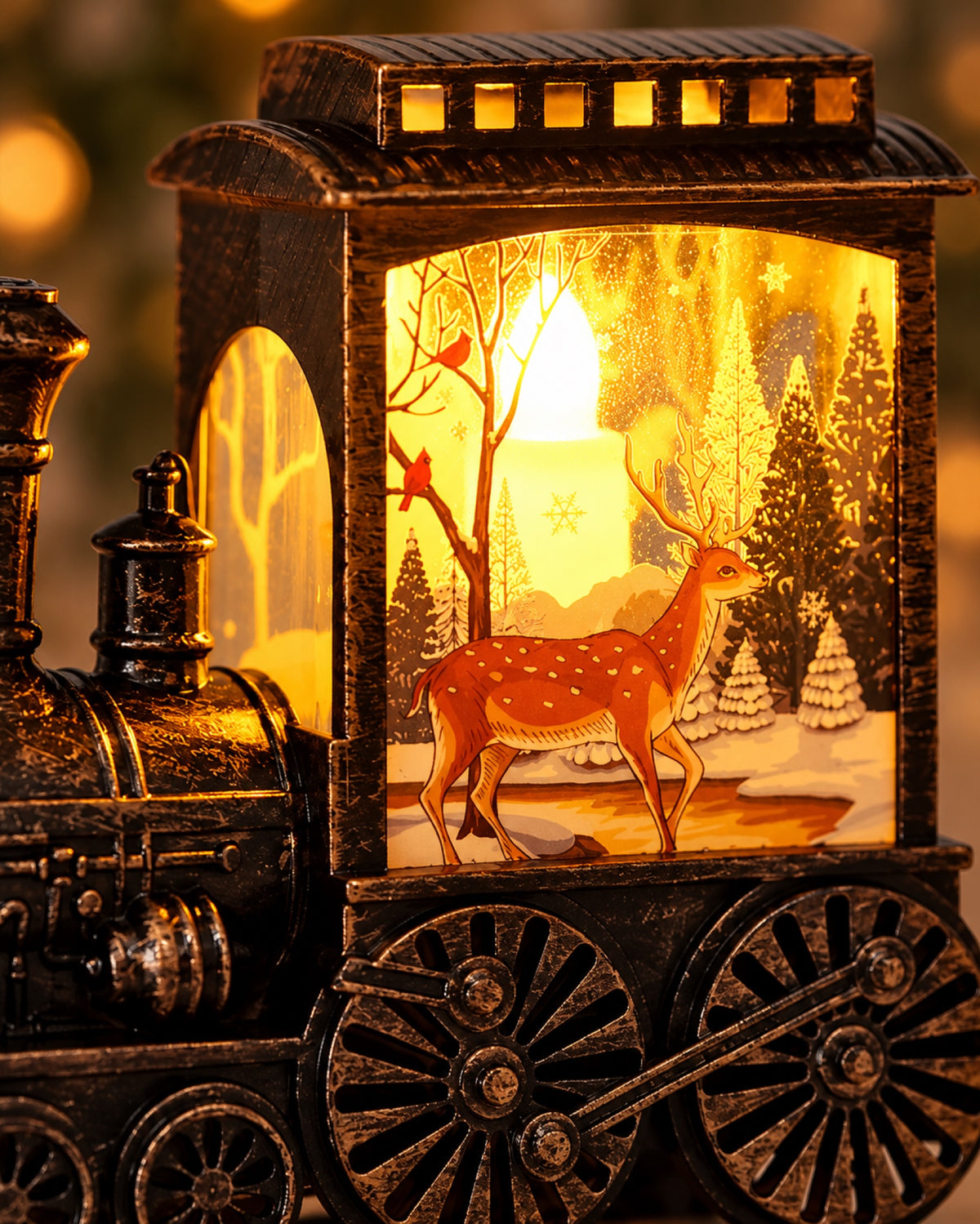 Tren Navideño Vintage con Luz LED, detalle