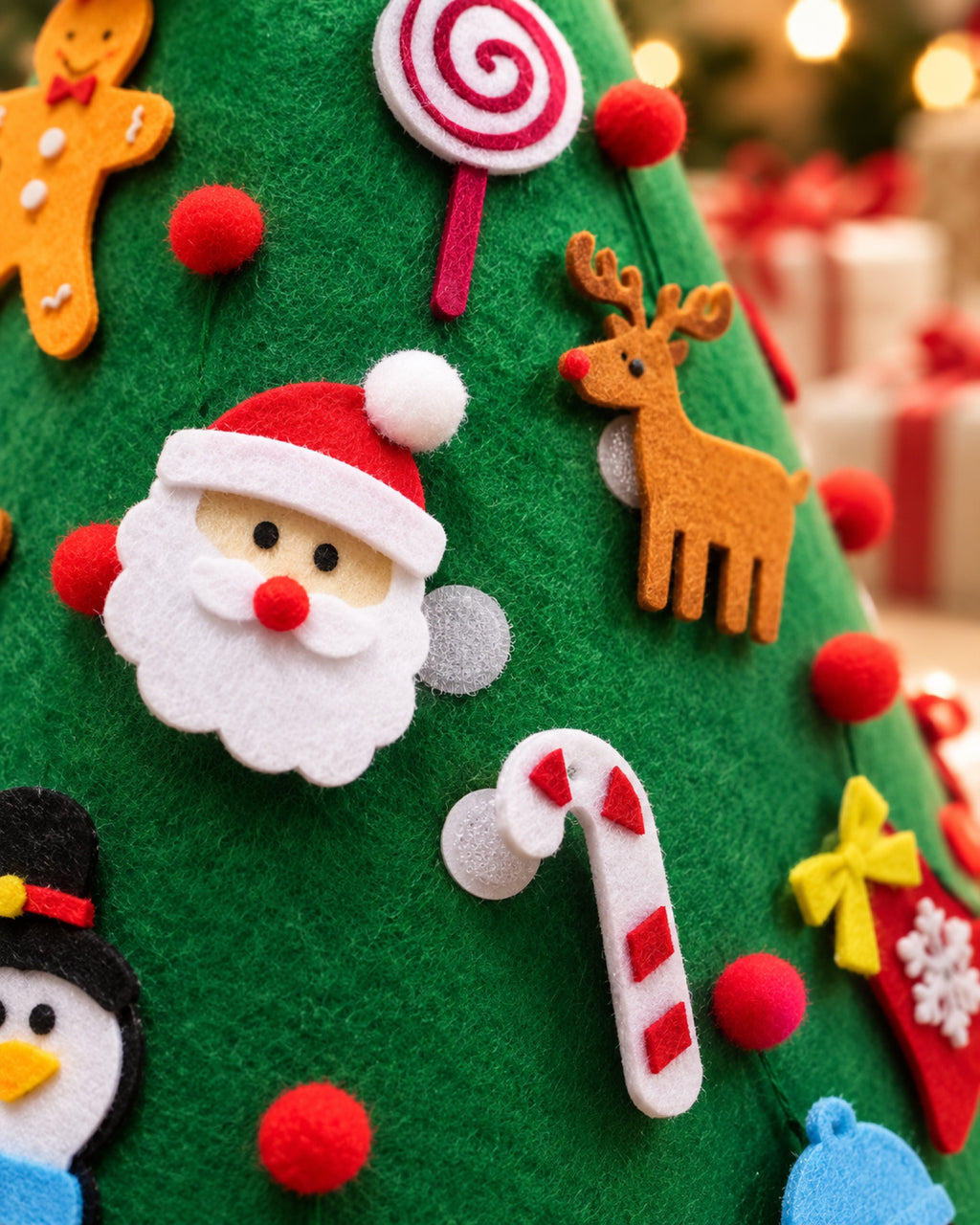 Árbol de Navidad de fieltro para niños, detalle