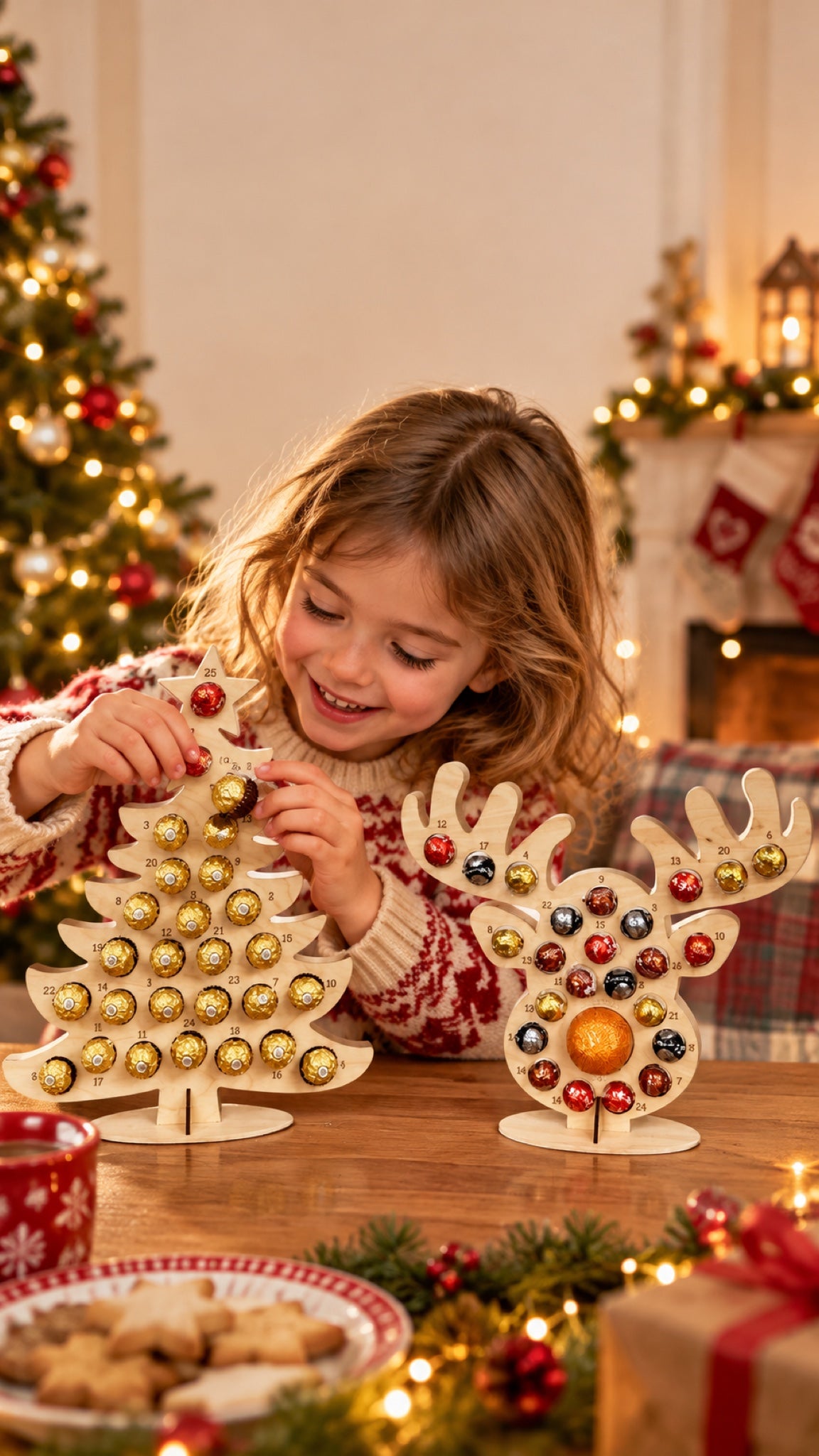 Calendario de adviento de madera en familia