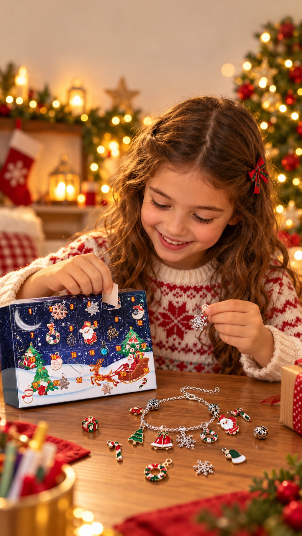 Calendario de adviento de pulseras para niños en familia