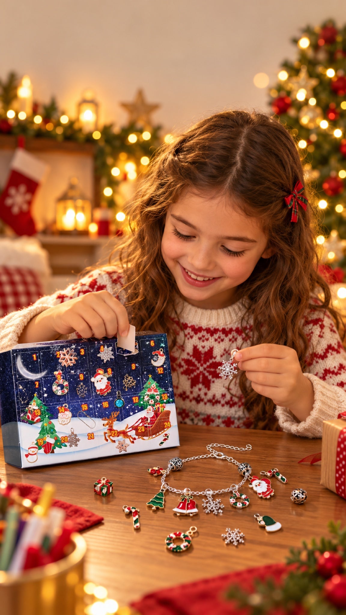 Calendario de adviento de pulseras para niños en familia