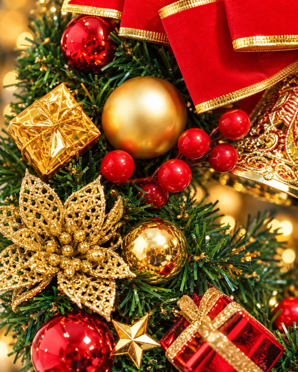 Corona de Navidad para puerta con piñas y escarcha, detalle