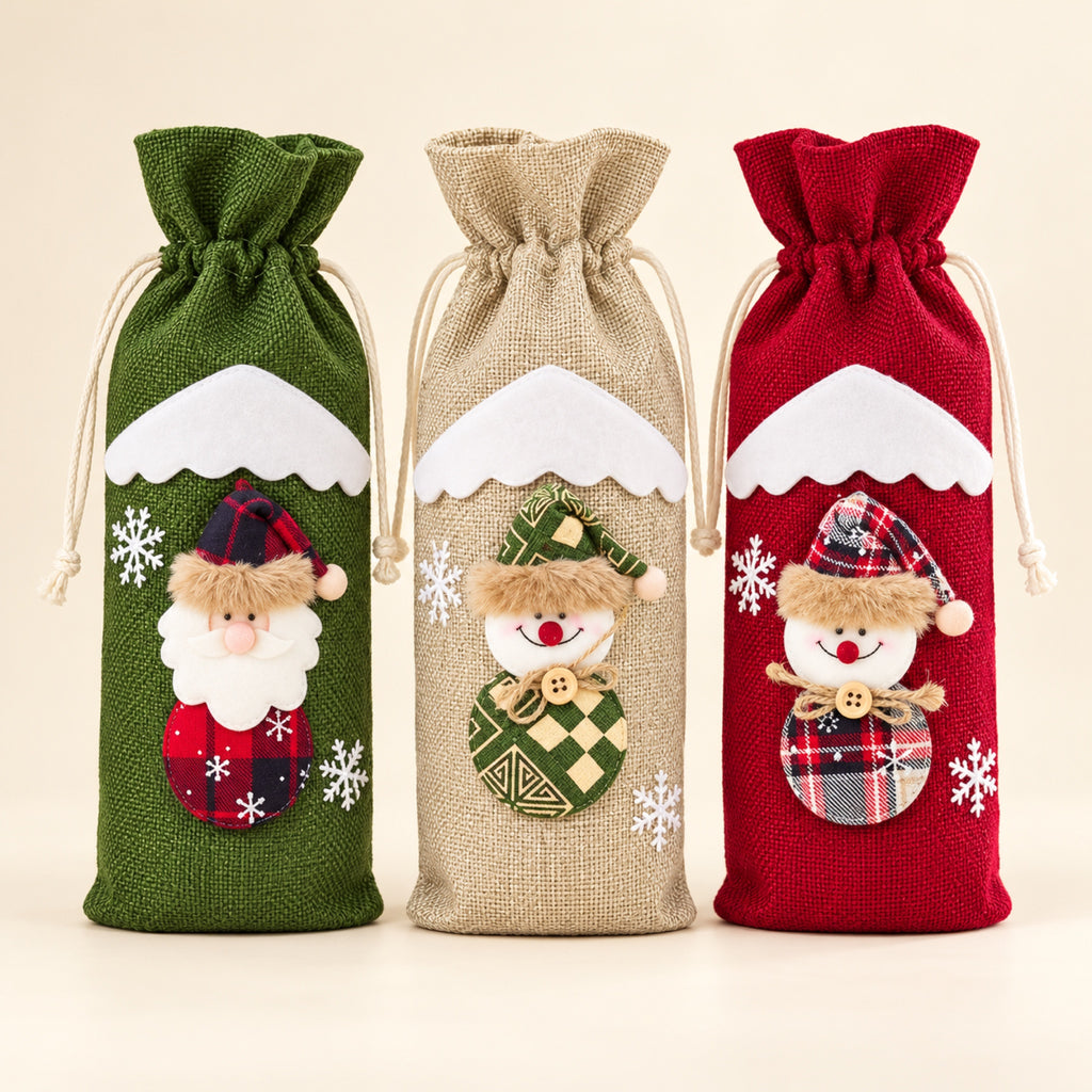 Fundas navideñas para botellas de vino, set de 3