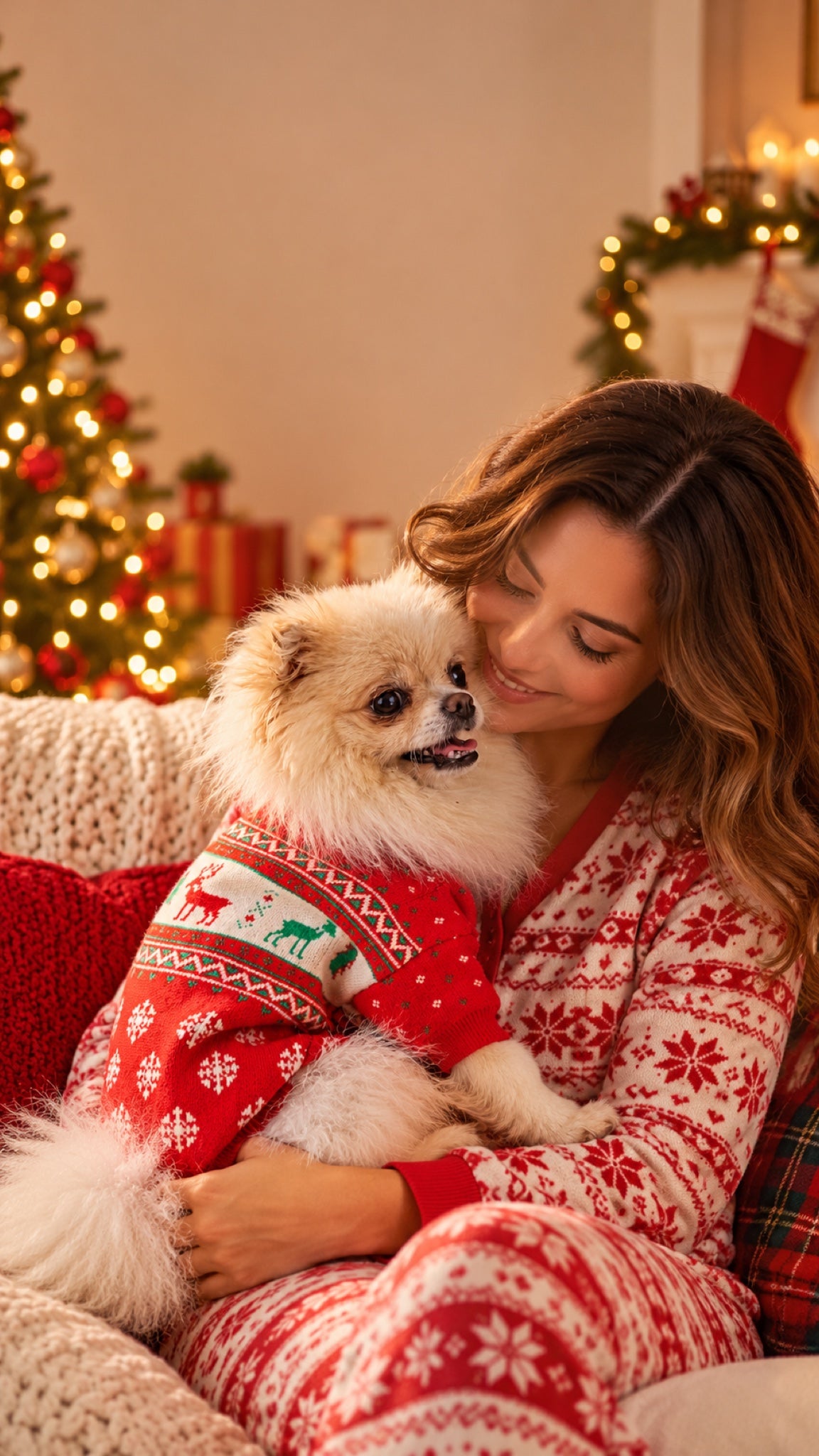 Jersey navideño para perro en familia