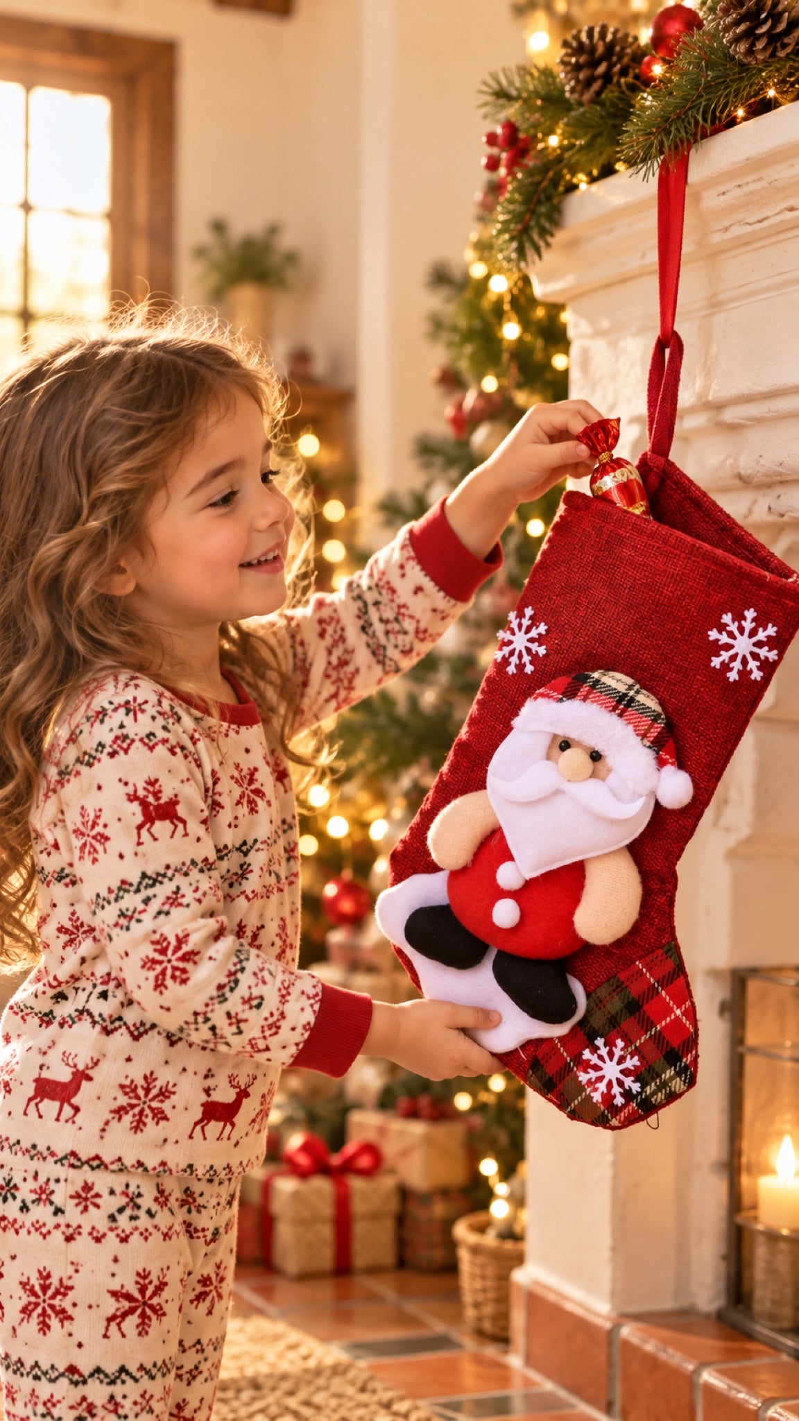 Bolsa de regalo navideña para colgar en familia