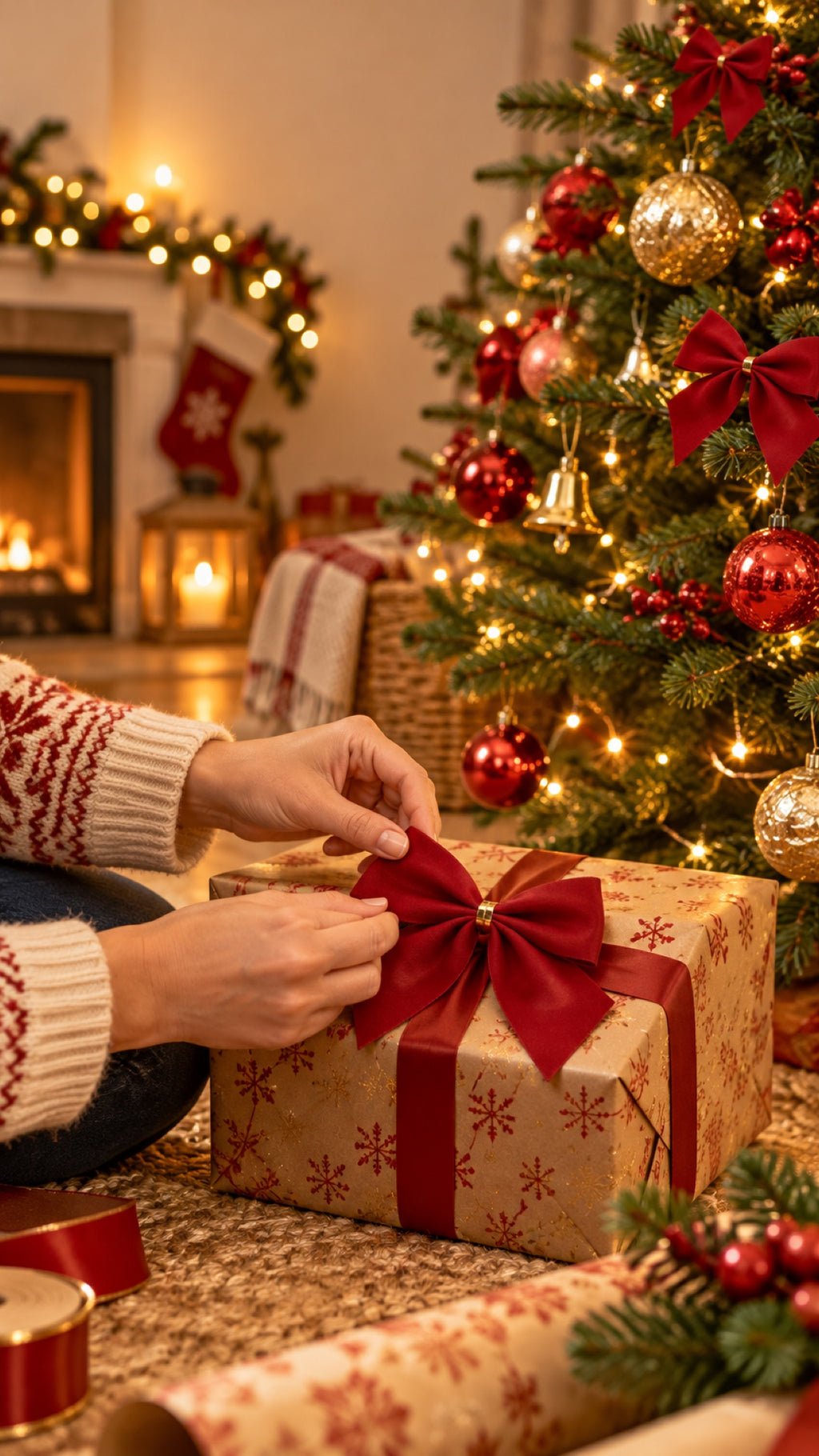 Lazo decorativo para el árbol de Navidad en familia