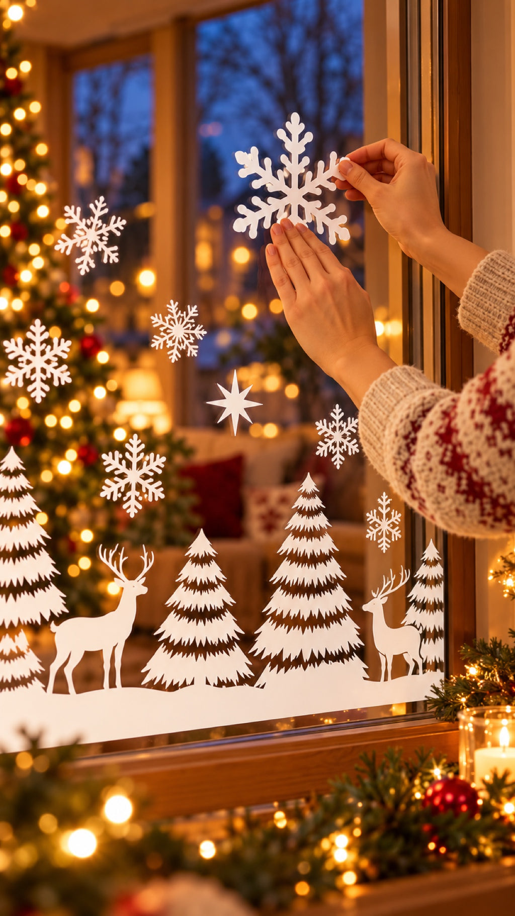 Vinilos navideños para ventanas en familia