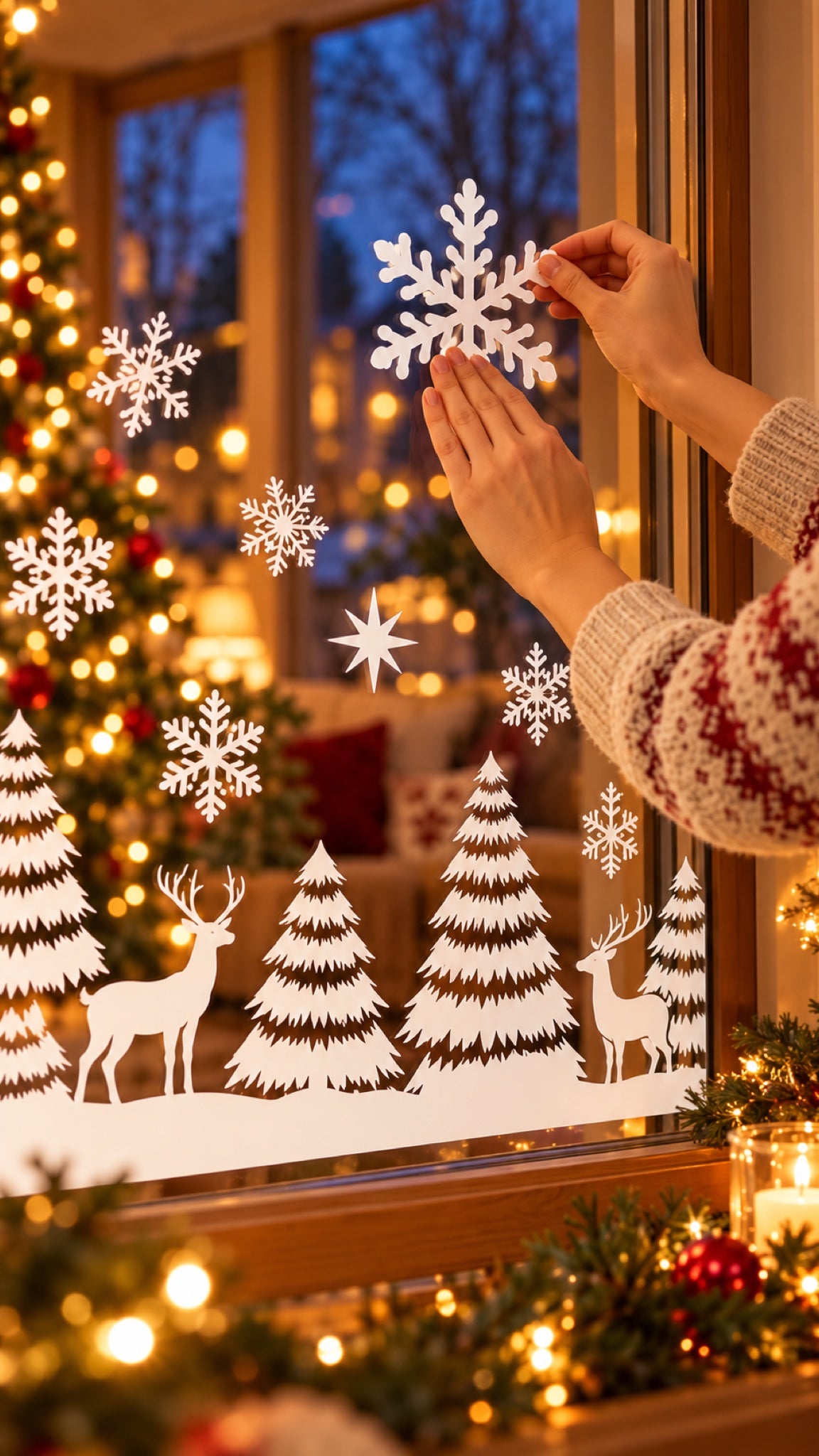 Vinilos navideños para ventanas en familia