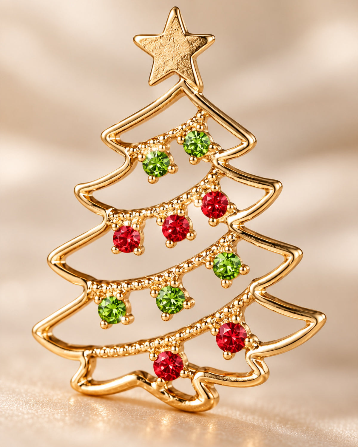 Detalle de las circonitas de colores de los pendientes navideños